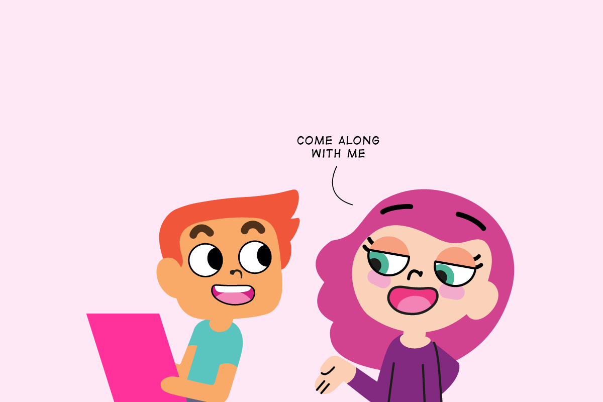 phrasal verb come